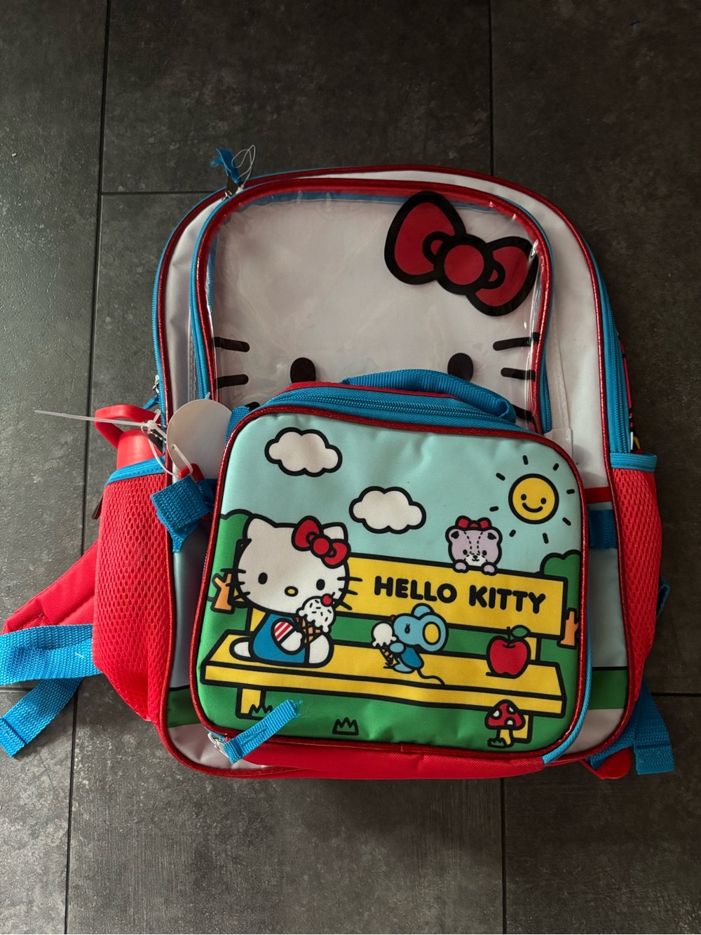 Hello Kitty Red, Blue & Turquoise Kids Backpack with Front Graphic Pouch